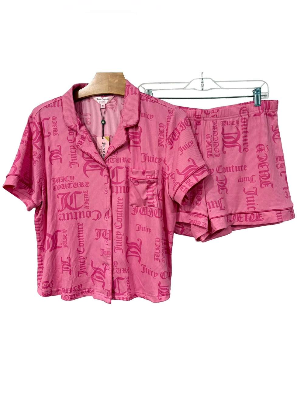 NWT Juicy Couture Pink Logo Pajama Set 2 Piece Medium
